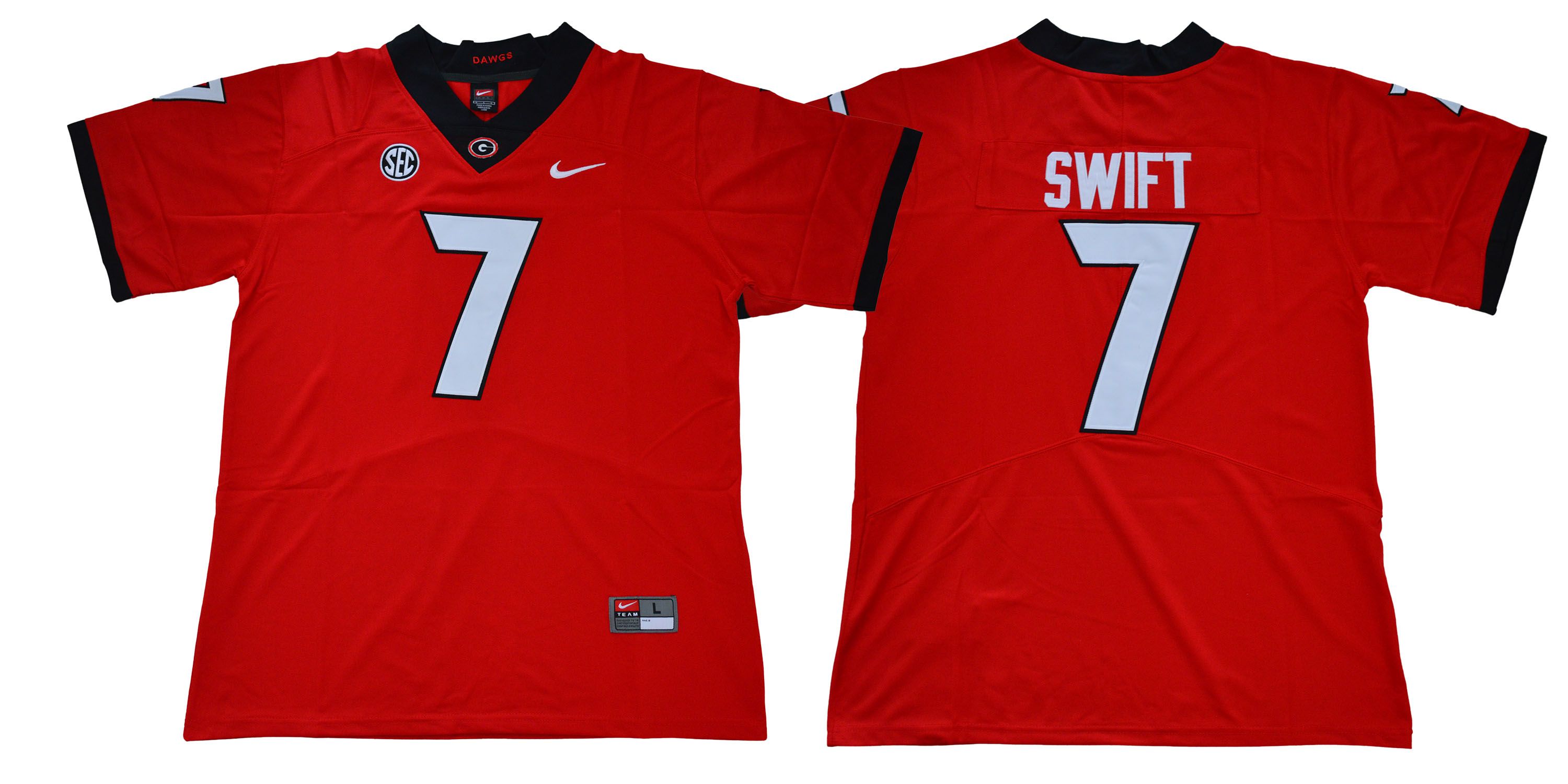 Men Georgia Bulldogs 7 Swift Legend red NCAA Jerseys